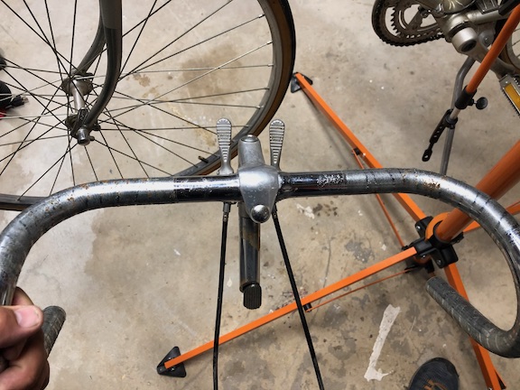 I kept the stem attached to the bars to keep track of the preferred bar angle.